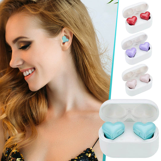 Heart Shaped Earbuds, Stylish Headphones HiFi Stereo Sound Waterproof Bluetooth 5.3 Earphones with Charging V1189-LWWAL-20260401-05256
