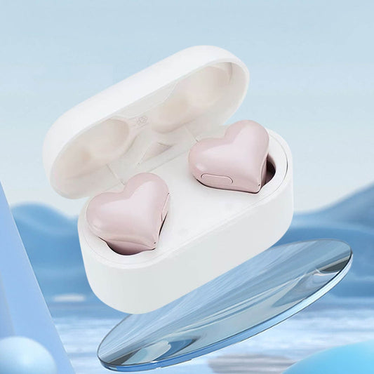 Heart Shaped Earbuds, Stylish Headphones HiFi Stereo Sound Waterproof Bluetooth 5.3 Earphones with Charging V1189-LWWAL-20260401-05257