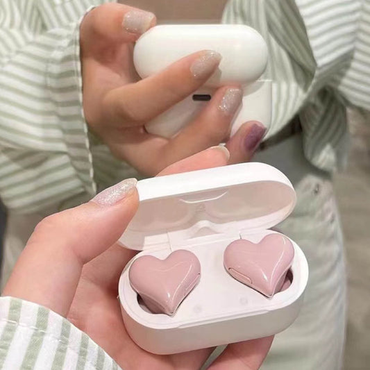 Heart Shaped Earbuds, Stylish Headphones HiFi Stereo Sound Waterproof Bluetooth 5.3 Earphones with Charging V1189-LWWAL-20260401-05257