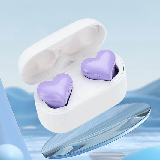 Heart Shaped Earbuds, Stylish Headphones HiFi Stereo Sound Waterproof Bluetooth 5.3 Earphones with Charging V1189-LWWAL-20260401-05258