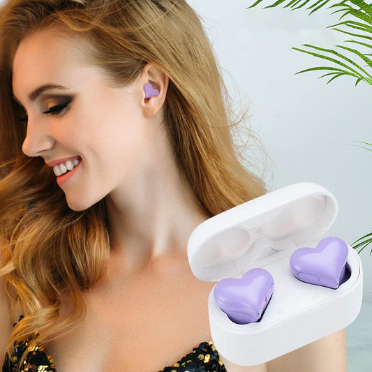 Heart Shaped Earbuds, Stylish Headphones HiFi Stereo Sound Waterproof Bluetooth 5.3 Earphones with Charging V1189-LWWAL-20260401-05258