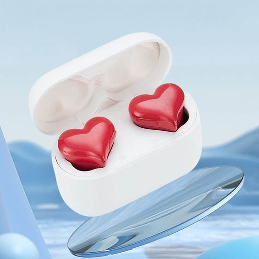 Heart Shaped Earbuds, Stylish Headphones HiFi Stereo Sound Waterproof Bluetooth 5.3 Earphones with Charging V1189-LWWAL-20260401-05259