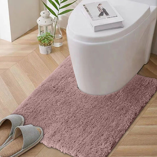 Bathroom Contour Rug Non Slip Toilet U Shaped Bath Mat, Water Absorbent Super Soft Shaggy Chenille Machine V1189-LWWAL-20260401-05294