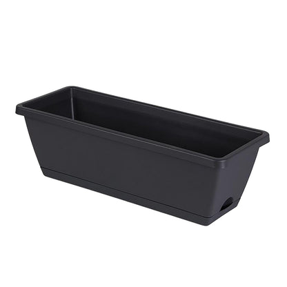 14 Inch Black Plastic Rectangular Window Planter Box, Window Vegetable Planter Box with Trays, 2025 New V1189-LWWAL-20260401-05307