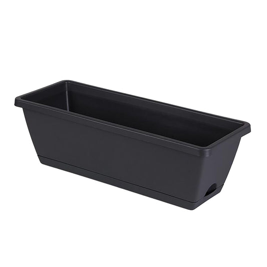 14 Inch Black Plastic Rectangular Window Planter Box, Window Vegetable Planter Box with Trays, 2025 New V1189-LWWAL-20260401-05307