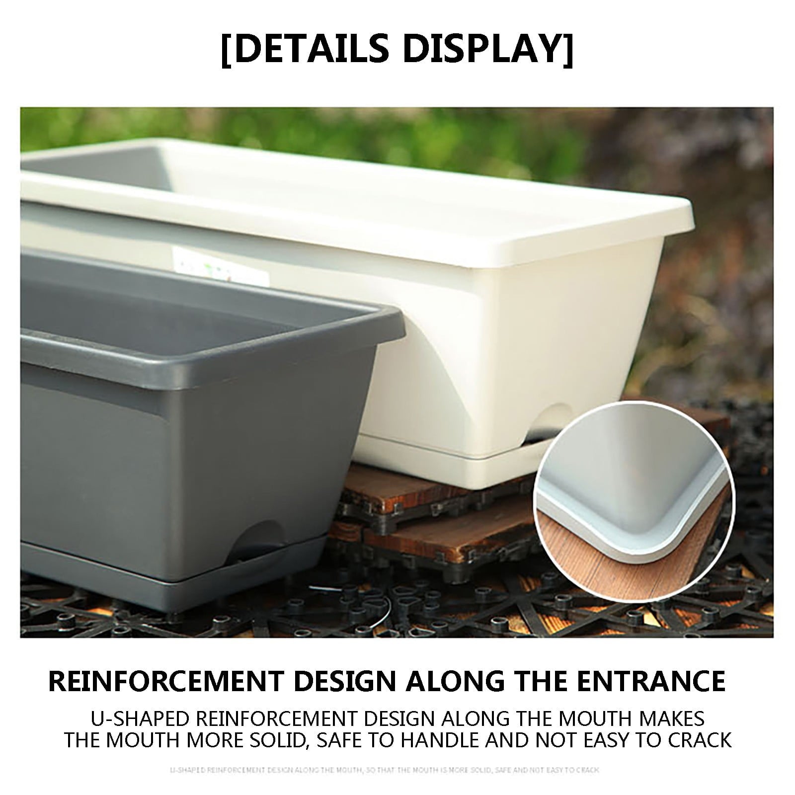 14 Inch Black Plastic Rectangular Window Planter Box, Window Vegetable Planter Box with Trays, 2025 New V1189-LWWAL-20260401-05307