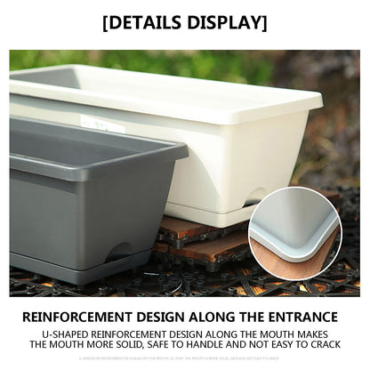 14 Inch Black Plastic Rectangular Window Planter Box, Window Vegetable Planter Box with Trays, 2025 New V1189-LWWAL-20260401-05307