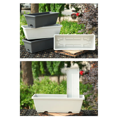 14 Inch Black Plastic Rectangular Window Planter Box, Window Vegetable Planter Box with Trays, 2025 New V1189-LWWAL-20260401-05307