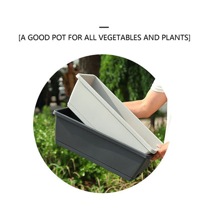 14 Inch Black Plastic Rectangular Window Planter Box, Window Vegetable Planter Box with Trays, 2025 New V1189-LWWAL-20260401-05307