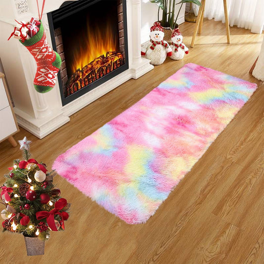 Washable Runner Rug for Bedroom Living Room Rug - 40 x 15.7 Inch Bath Mats Red Soft Fluffy Hallway Runner V1189-LWWAL-20260401-05318