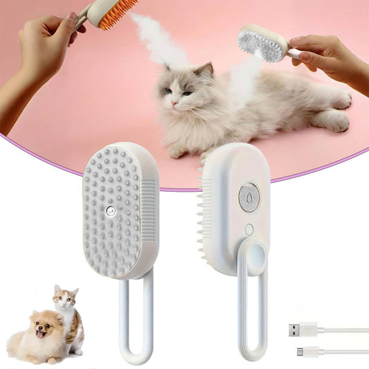 Pet Spray Massage Comb with Steam - 3-in-1 Steam Grooming Brush for Cats & Dogs, Pet Hair Removal, Massage & V1189-LWWAL-20260401-05322