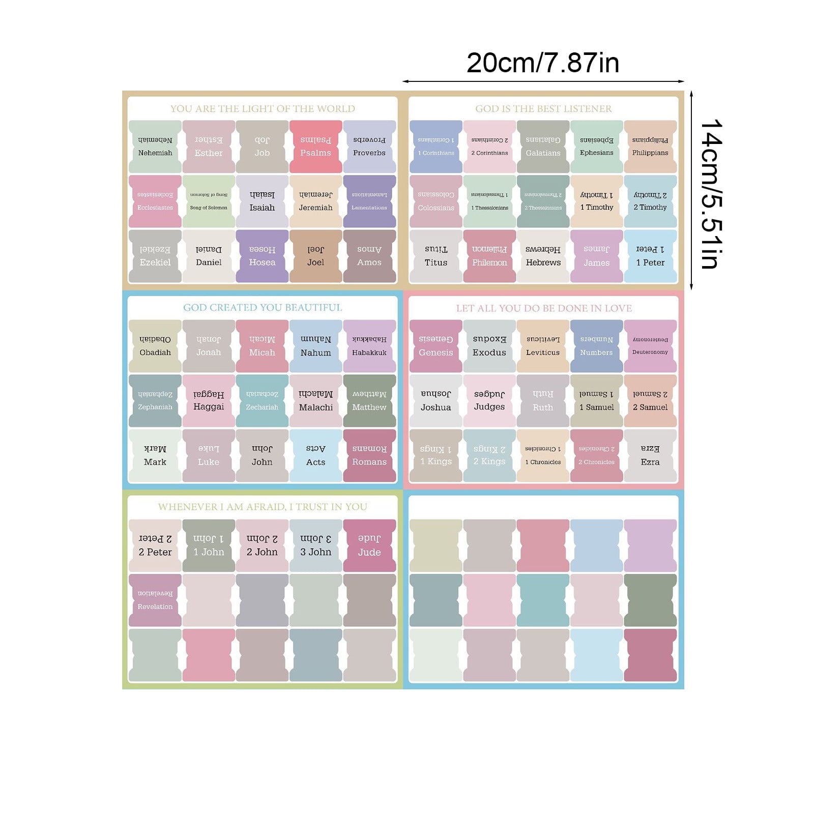 Bible Guidance Tabs with Book Tabs & Blank Customizable Tabs - 7.87 x 5.5 inches, Easy Apply & Removable, V1189-LWWAL-20260401-05384