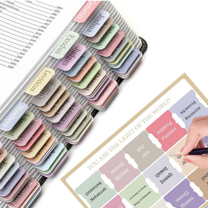 Bible Guidance Tabs with Book Tabs & Blank Customizable Tabs - 7.87 x 5.5 inches, Easy Apply & Removable, V1189-LWWAL-20260401-05384
