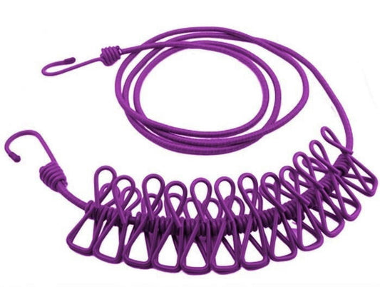 Portable Clothesline for Travel, Camping, and RV - Windproof Elastic Clothesline with 12 Clips, 6ft Length, V1189-LWWAL-20260401-05404
