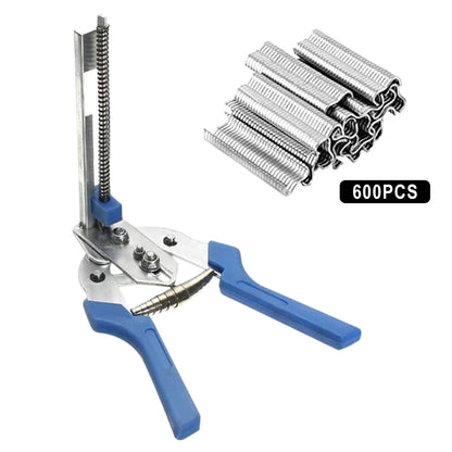 M-Type Nail Ring Pliers Kit with 600 Clips - Automatic Cage Building Tool for Chicken Coops & Fences - V1189-LWWAL-20260401-05409