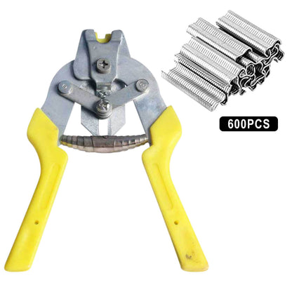 M-Type Nail Ring Pliers Kit with 600 Clips - Automatic Cage Building Tool for Chicken Coops & Fences - V1189-LWWAL-20260401-05410