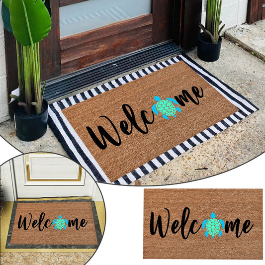 Welcome Turtle Doormat, Natural Heavy Duty Backing Doormat - Large Cute Non-Slip Front Door Welcome Mat for V1189-LWWAL-20260401-05440
