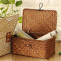 Wicker Shelf Baskets Bin with Lid, Handwoven Seagrass Basket Storage Bins Rectangular Household Basket Boxes V1189-LWWAL-20260401-05463