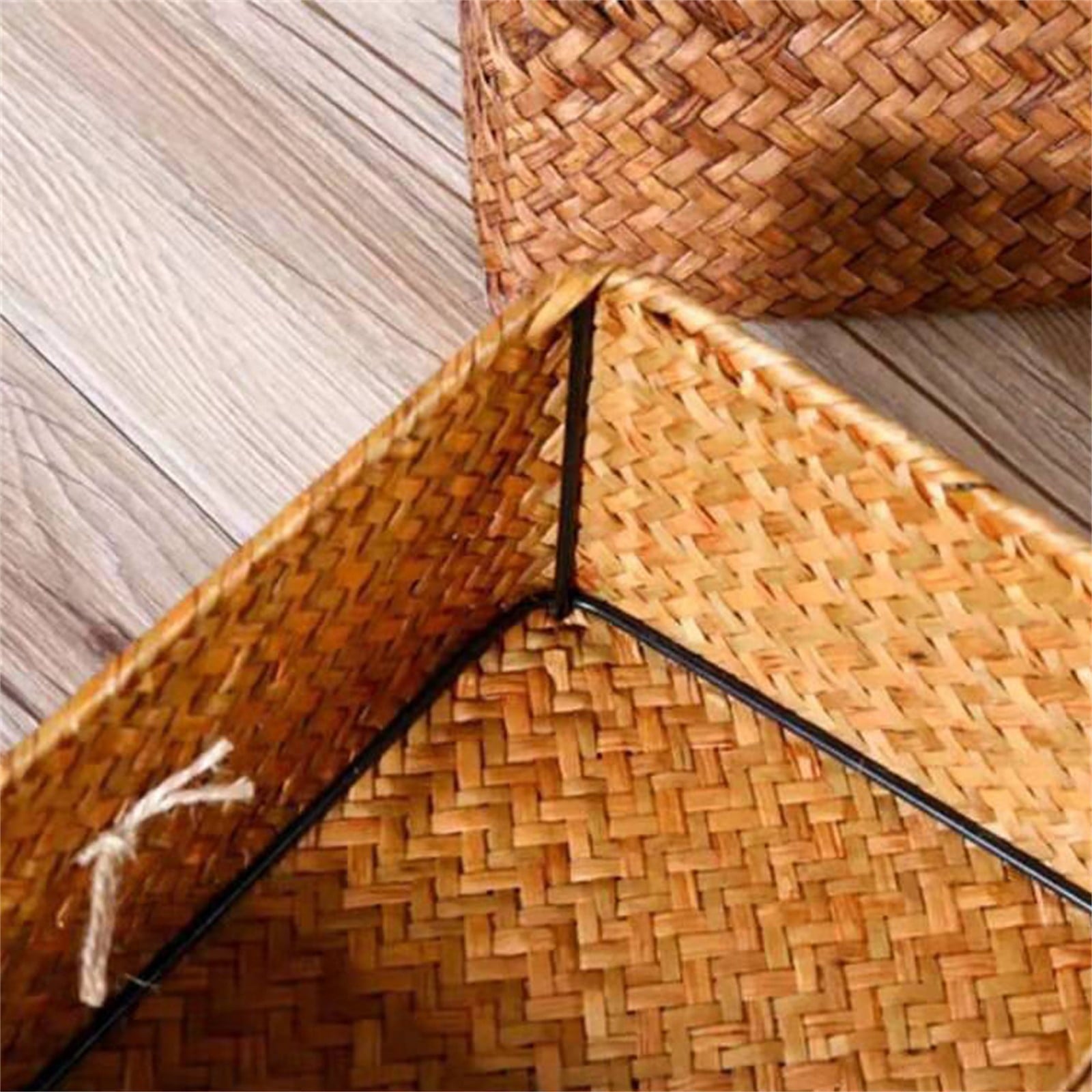 Wicker Shelf Baskets Bin with Lid, Handwoven Seagrass Basket Storage Bins Rectangular Household Basket Boxes V1189-LWWAL-20260401-05463