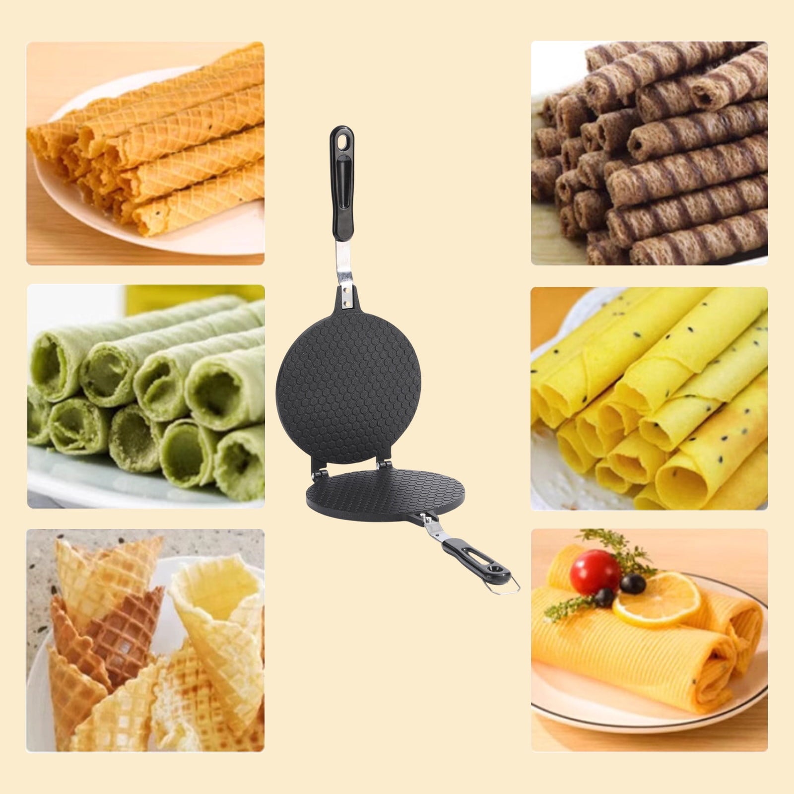 Waffle Maker,Baking pizzelle Maker,Quesadilla Maker ice Cream Cone Maker,Large Waffle Maker Cake pan,Mini V1189-LWWAL-20260401-05485