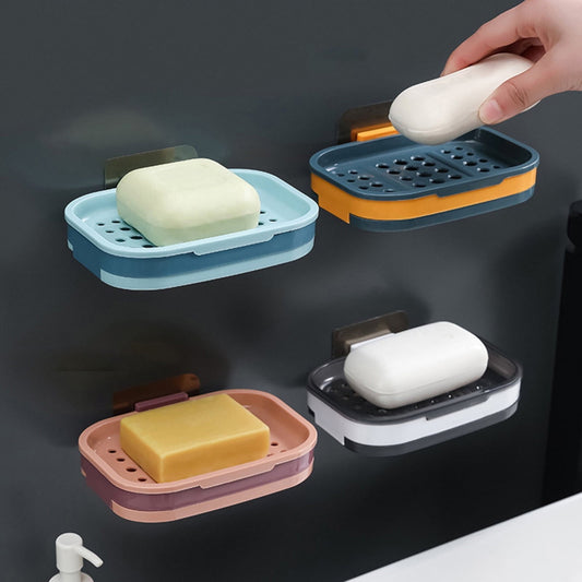 Shower Soap Dish with Suction Cups, Wall-Mounted Bathroom Organizer for Bar Soap, Waterproof Kitchen Soap V1189-LWWAL-20260401-05550