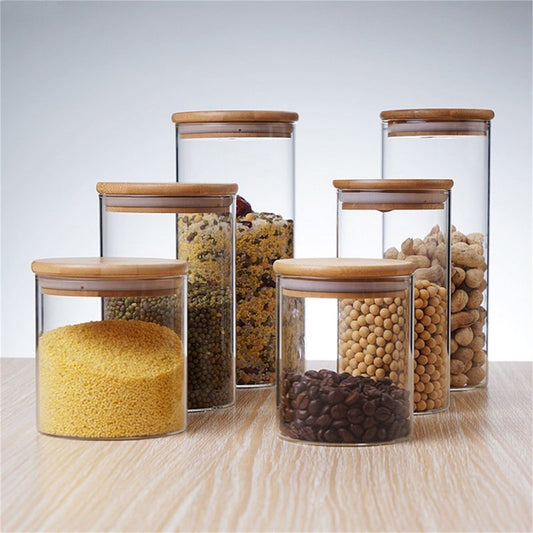 CGZQFEI Glass Storage Containers with Lids, Glass Jars with Lids, Clear Food Jar, Round Canister, Pantry V1189-LWWAL-20260401-05561