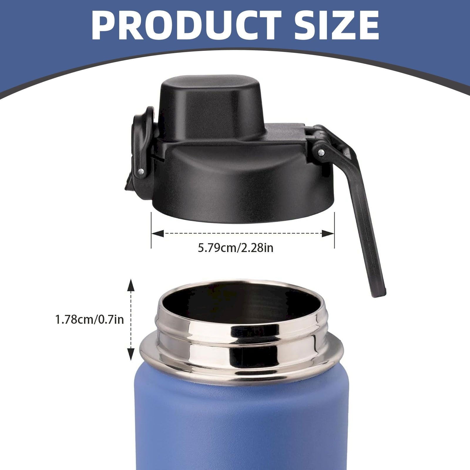 CGZQFEI Universal Water Bottle Lid Replacement - Black Nozzle Fit 12-42oz Stainless/Plastic Bottles V1189-LWWAL-20260401-05572