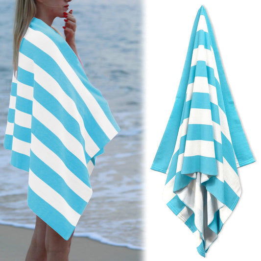Large Oversized Beach Towel - Big Size Cotton 35 x 70 Inch Striped Pool Towel, Large Cabana Soft Swimming V1189-LWWAL-20260401-05588