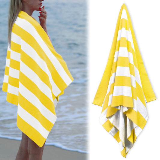 Large Oversized Beach Towel - Big Size Cotton 35 x 70 Inch Striped Pool Towel, Large Cabana Soft Swimming V1189-LWWAL-20260401-05589
