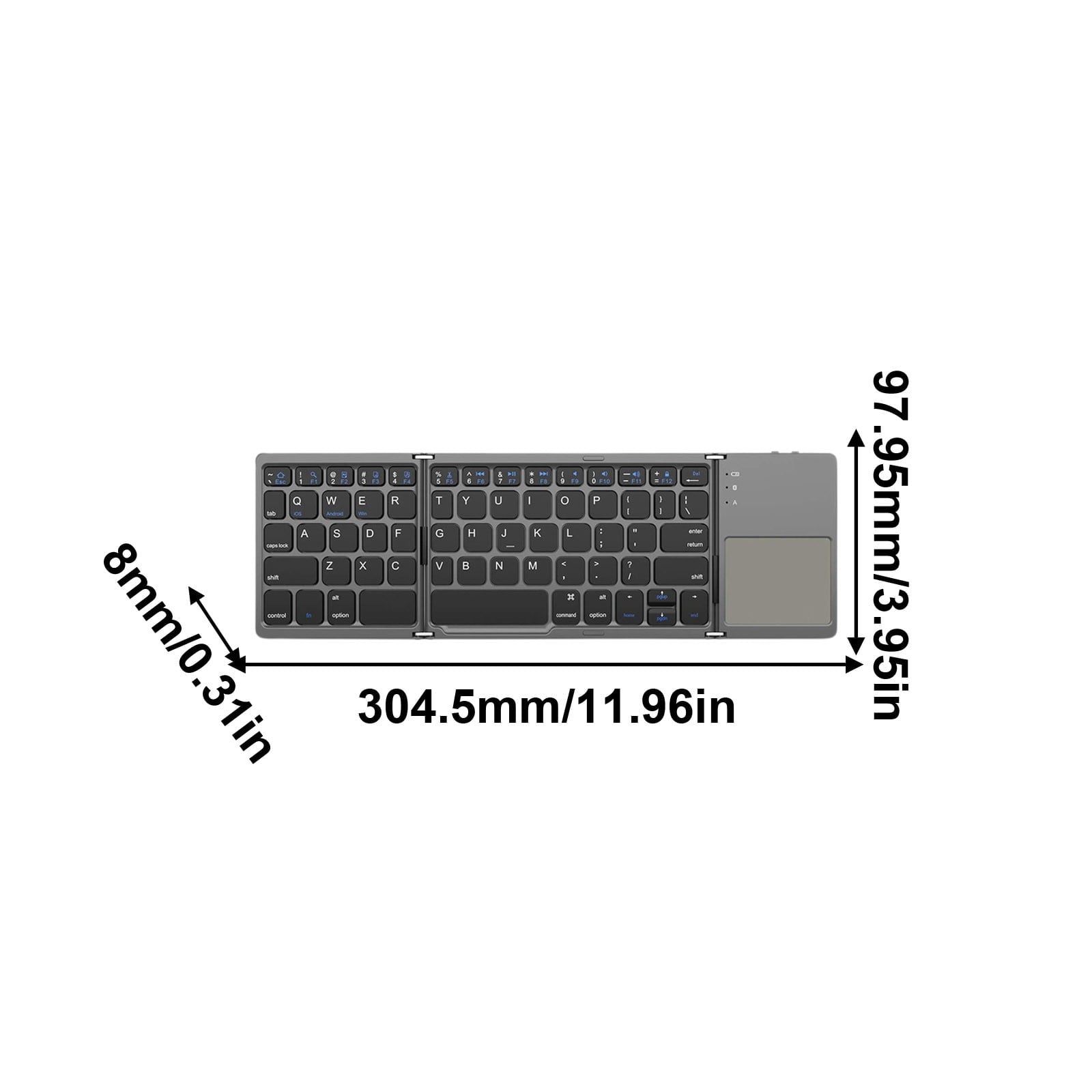 Tri-Folding Bluetooth Keyboard,Wireless Portable Foldable Bluetooth Keyboard for Travel, Keyboard with V1189-LWWAL-20260401-05617