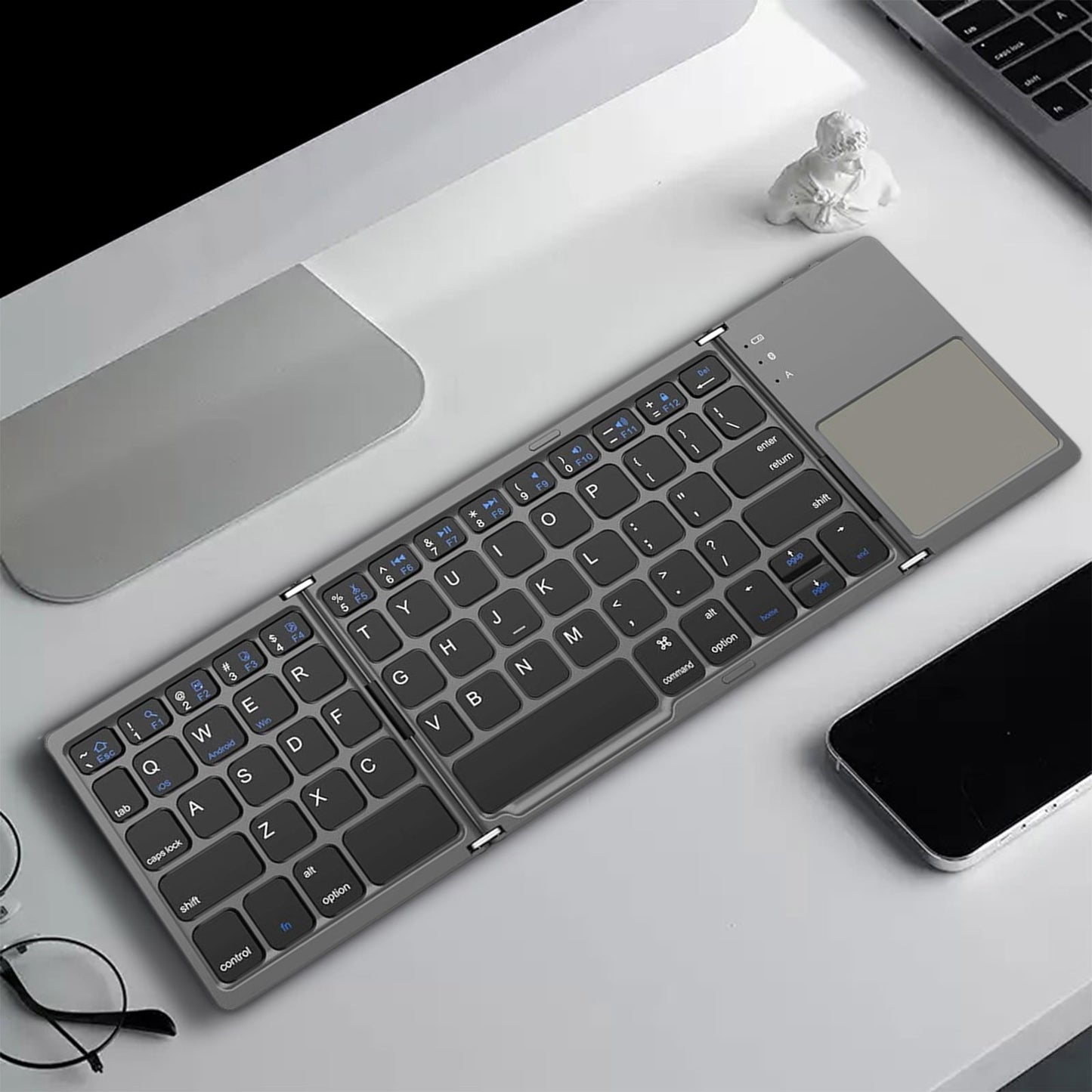 Tri-Folding Bluetooth Keyboard,Wireless Portable Foldable Bluetooth Keyboard for Travel, Keyboard with V1189-LWWAL-20260401-05617