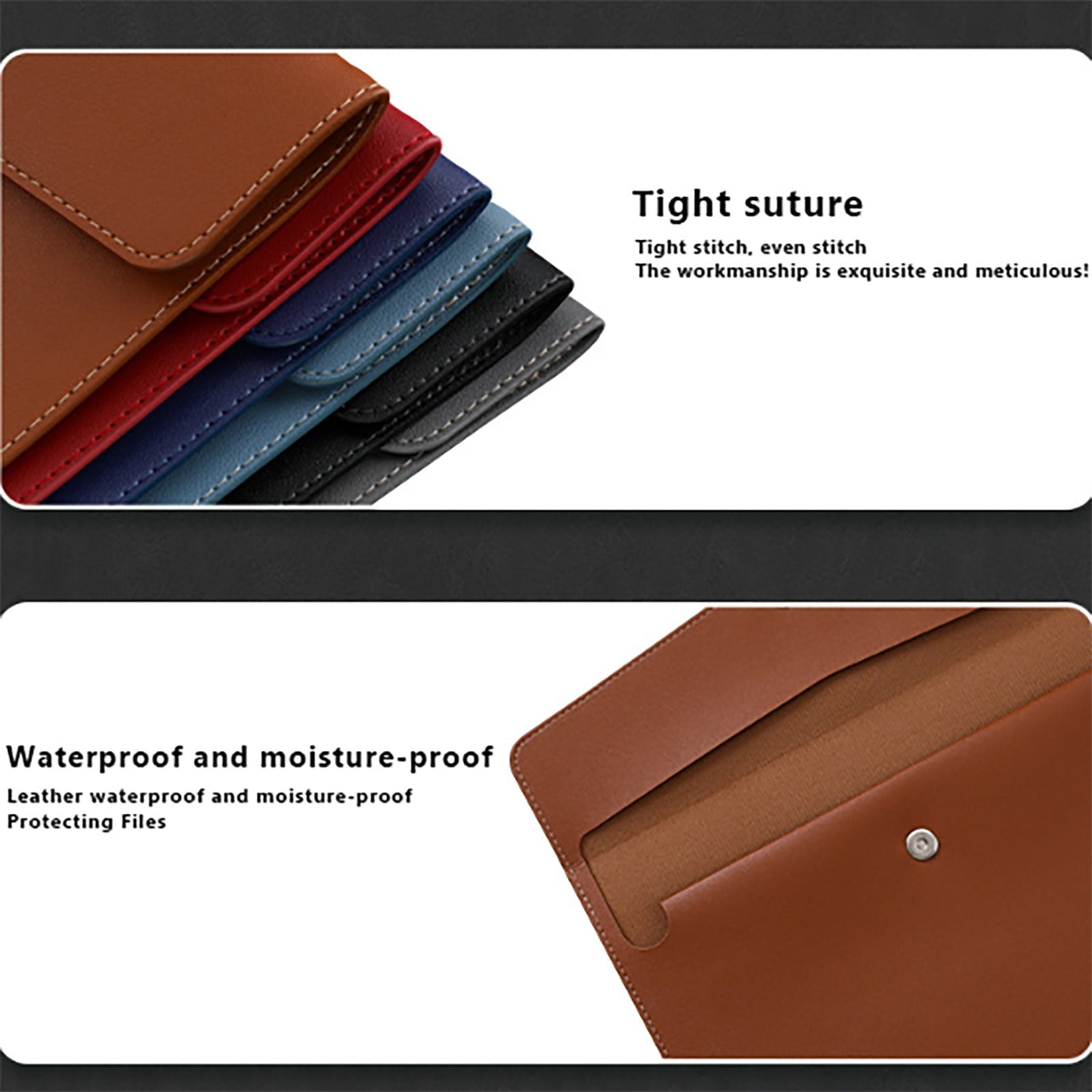 PU Leather A4 File Folder, Heavy Duty Document Holder, Waterproof Portfolio Envelope Folder Case with Snap V1189-LWWAL-20260401-05643