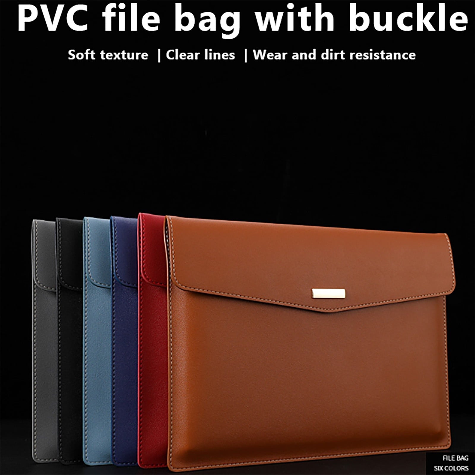 PU Leather A4 File Folder, Heavy Duty Document Holder, Waterproof Portfolio Envelope Folder Case with Snap V1189-LWWAL-20260401-05643