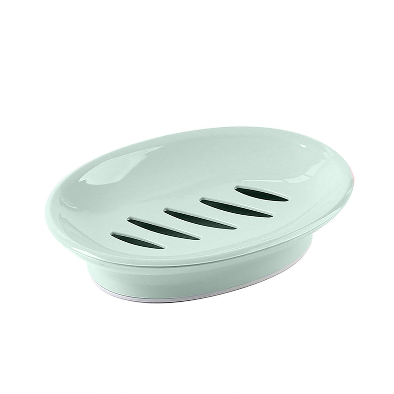 Oval Plastic Soap Dish - Double Compartment Drain Tray| Bathroom & Kitchen Soap Holder for Face & Body Soap | V1189-LWWAL-20260401-05714