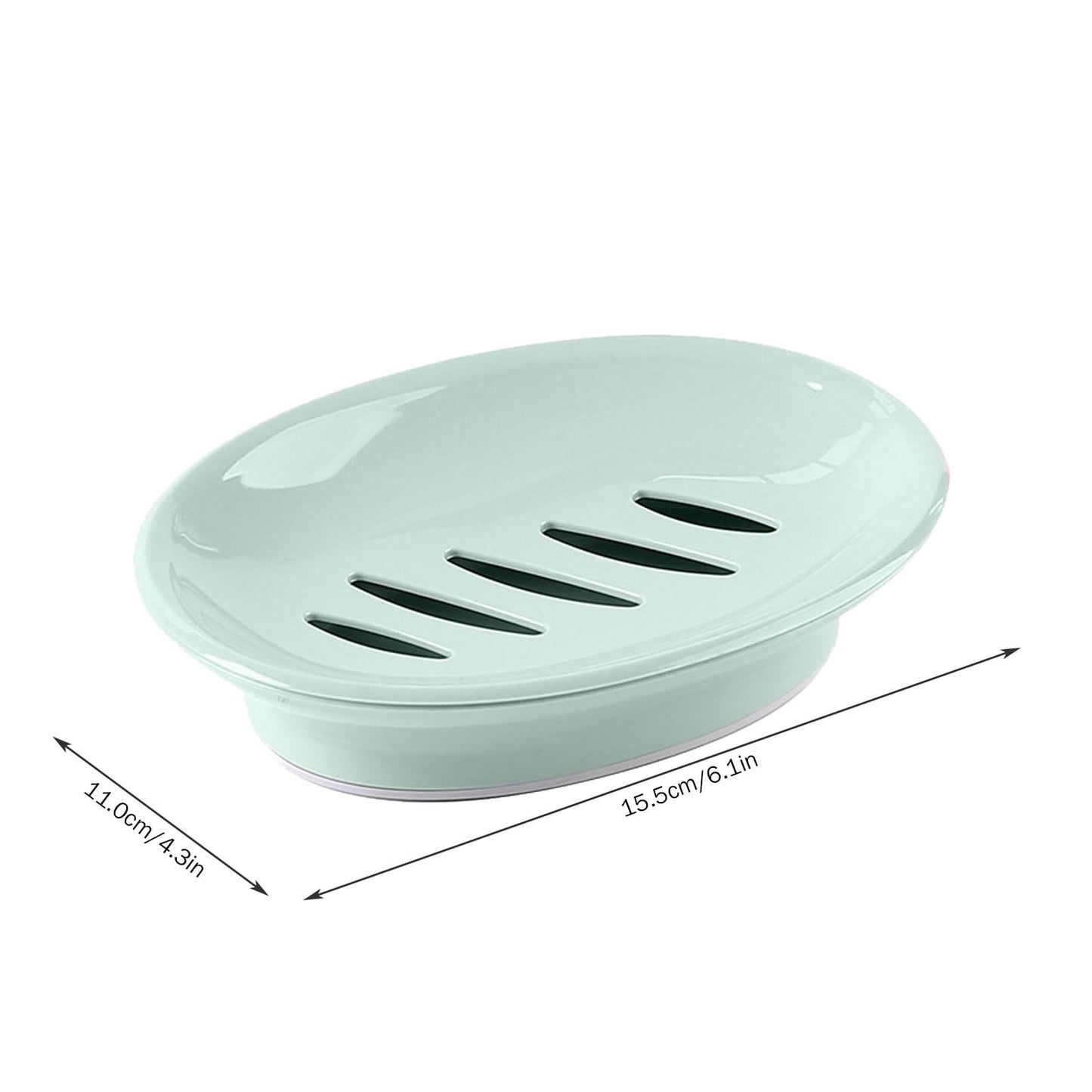 Oval Plastic Soap Dish - Double Compartment Drain Tray| Bathroom & Kitchen Soap Holder for Face & Body Soap | V1189-LWWAL-20260401-05714