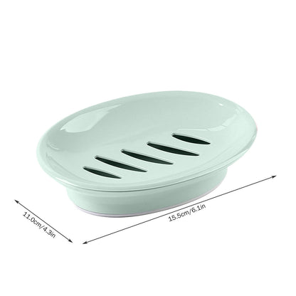 Oval Plastic Soap Dish - Double Compartment Drain Tray| Bathroom & Kitchen Soap Holder for Face & Body Soap | V1189-LWWAL-20260401-05714