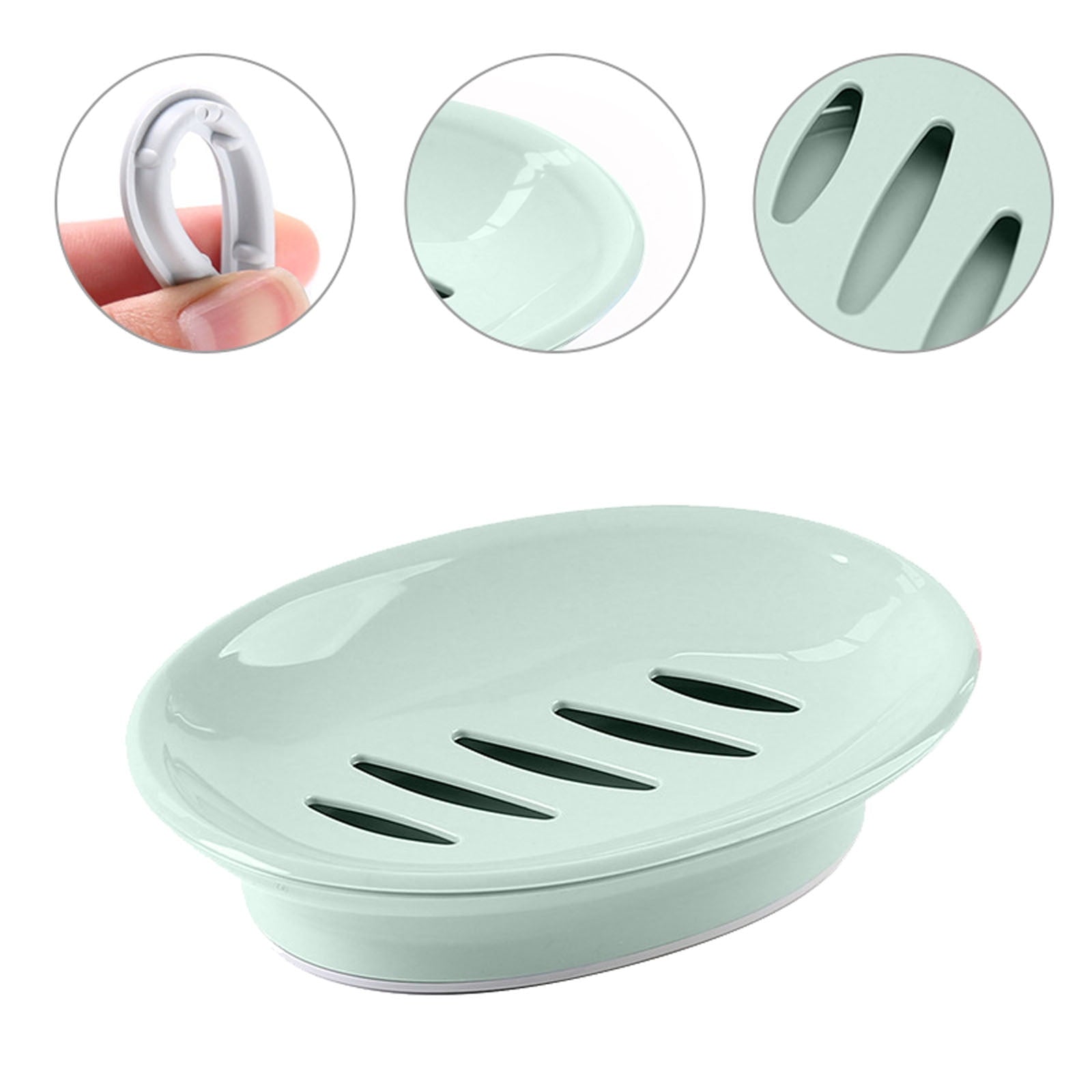 Oval Plastic Soap Dish - Double Compartment Drain Tray| Bathroom & Kitchen Soap Holder for Face & Body Soap | V1189-LWWAL-20260401-05714
