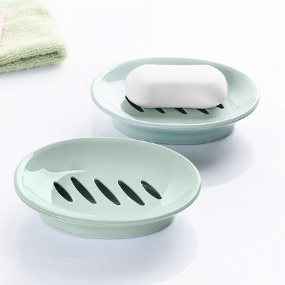 Oval Plastic Soap Dish - Double Compartment Drain Tray| Bathroom & Kitchen Soap Holder for Face & Body Soap | V1189-LWWAL-20260401-05714