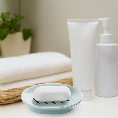 Oval Plastic Soap Dish - Double Compartment Drain Tray| Bathroom & Kitchen Soap Holder for Face & Body Soap | V1189-LWWAL-20260401-05714