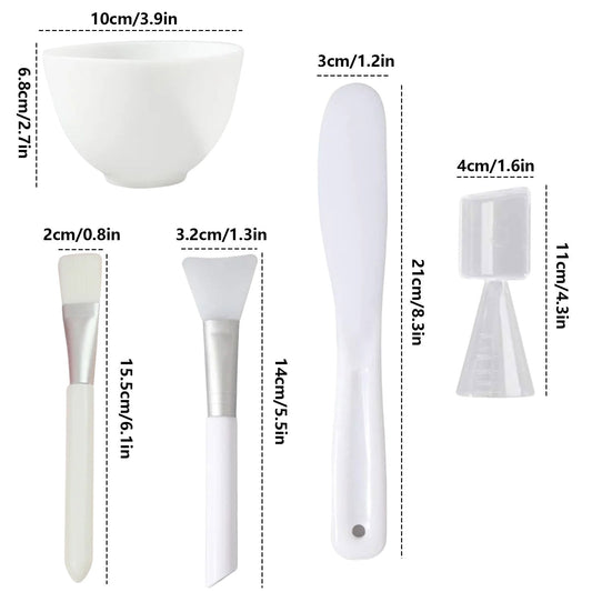 Face Mask Mixing Bowl Set with Silicone Facial Bowls, Brushes, Spatula, Measuring Cup + Scoop, 5 in 1 V1189-LWWAL-20260401-05751