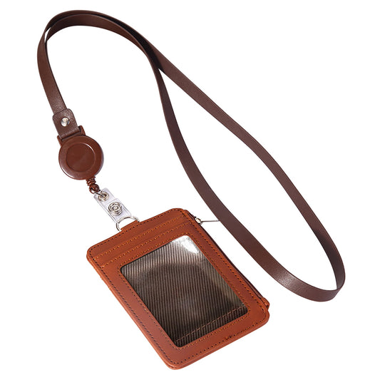 Slim PU Leather ID Badge Holder Wallet,with Zip, Neck Lanyard & Retractable Reel,ID Card Wallet, Badge Holder V1189-LWWAL-20260401-05756