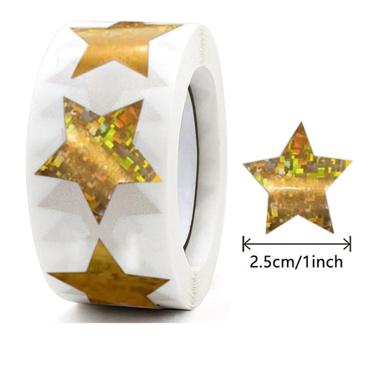 500PCS Gold Star Roll Stickers - 1 Inch Self-Adhesive Glitter Decals,for Kids, Classroom, Teachers, Wall V1189-LWWAL-20260401-05760