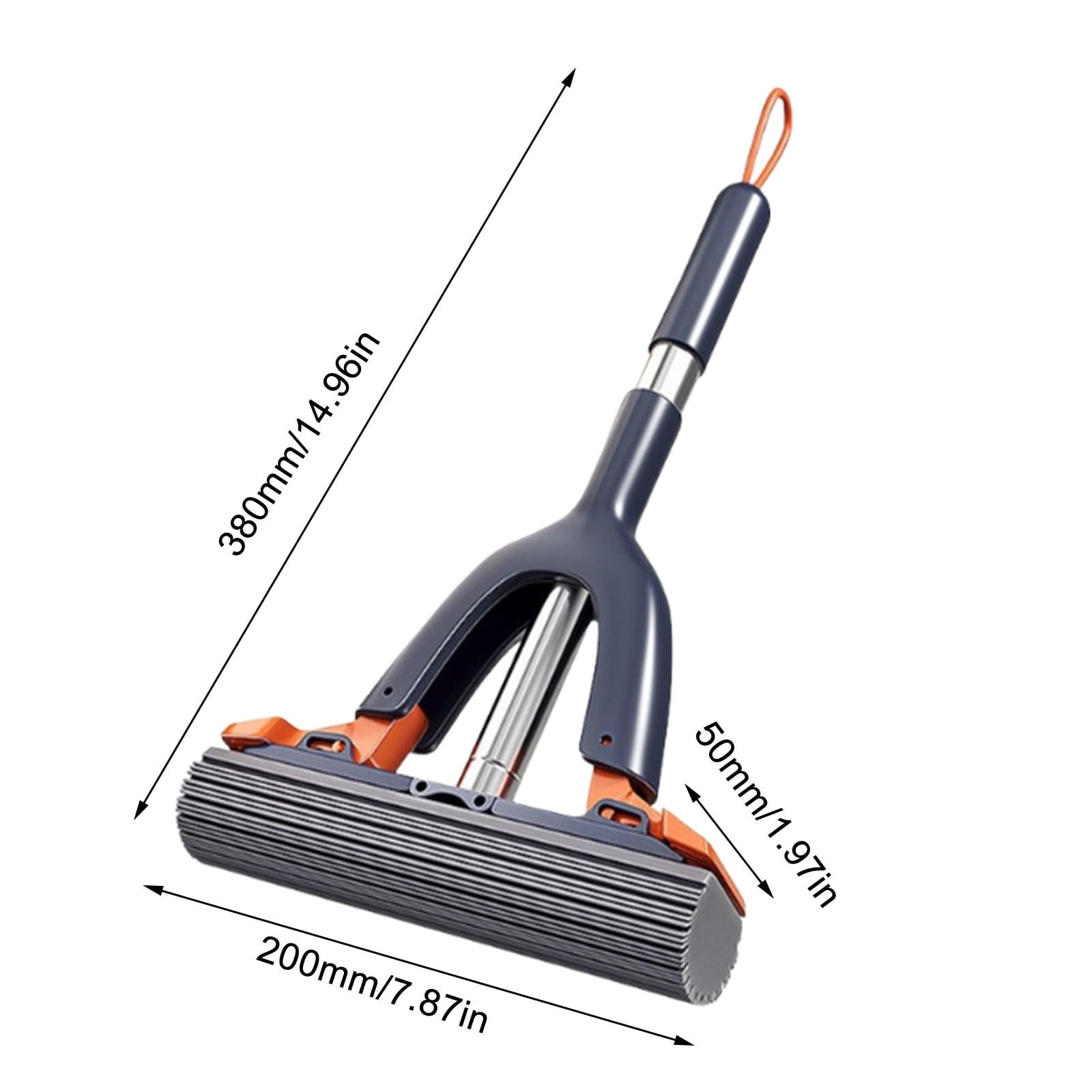 Sponge Mop with Roller Wringer Self Squeezing Floor Cleaner No Hand Contact Thickened Rubber Head for Tile V1189-LWWAL-20260401-05765