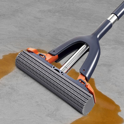 Sponge Mop with Roller Wringer Self Squeezing Floor Cleaner No Hand Contact Thickened Rubber Head for Tile V1189-LWWAL-20260401-05765