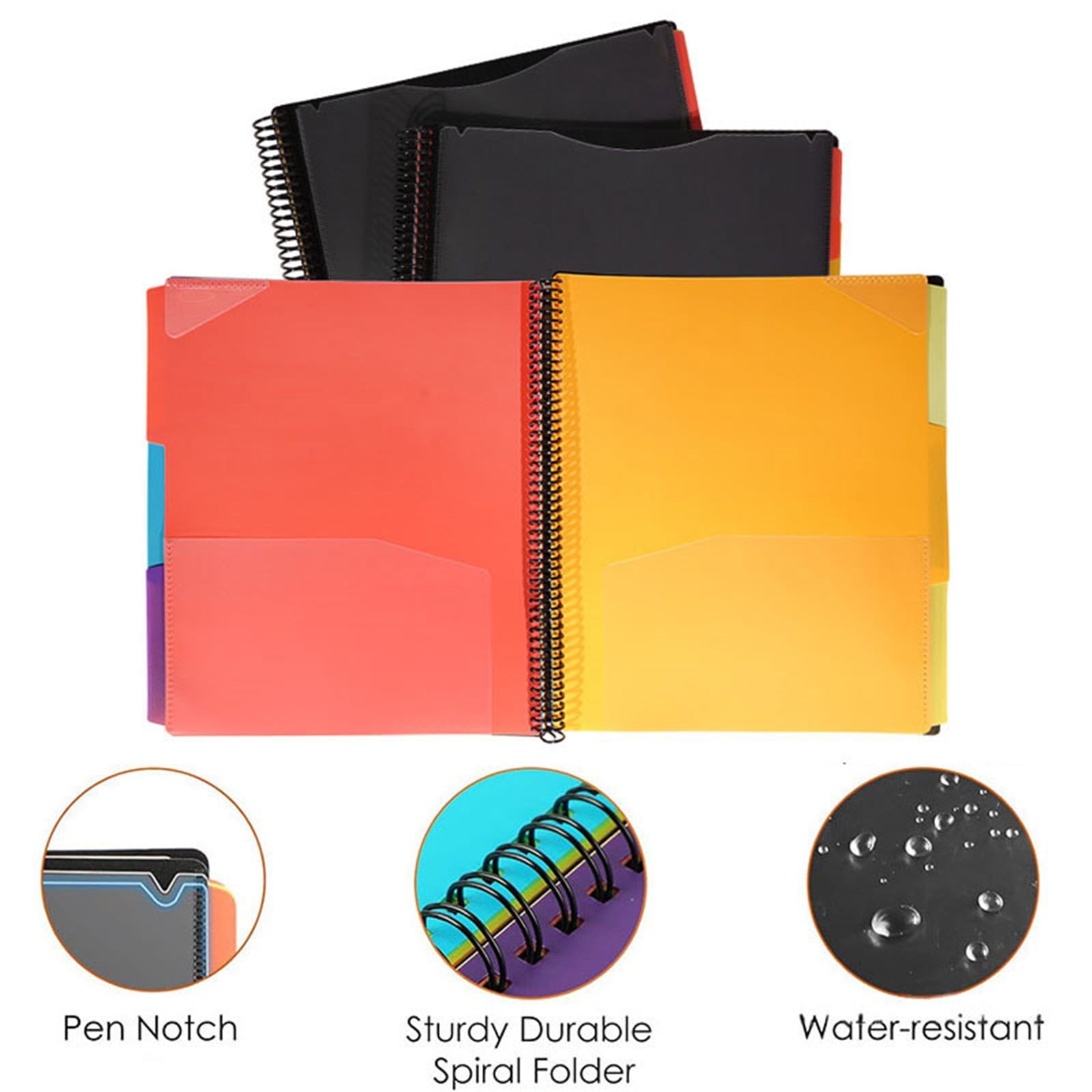 Spiral Binder Project Organizer - 6/12 Pockets with Assorted Tabs, Tear Poly Material, 1/3 Cut Tabs, Letter V1189-LWWAL-20260401-05794