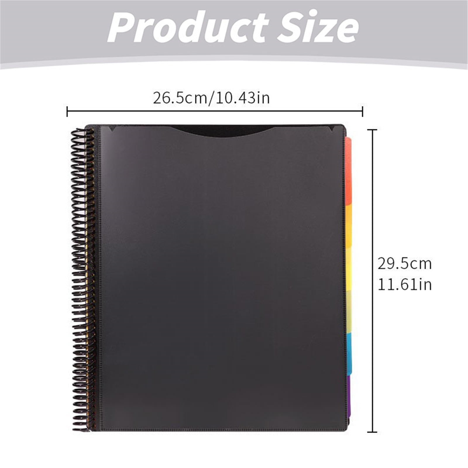Spiral Binder Project Organizer - 6/12 Pockets with Assorted Tabs, Tear Poly Material, 1/3 Cut Tabs, Letter V1189-LWWAL-20260401-05795