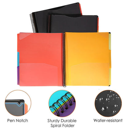 Spiral Binder Project Organizer - 6/12 Pockets with Assorted Tabs, Tear Poly Material, 1/3 Cut Tabs, Letter V1189-LWWAL-20260401-05795