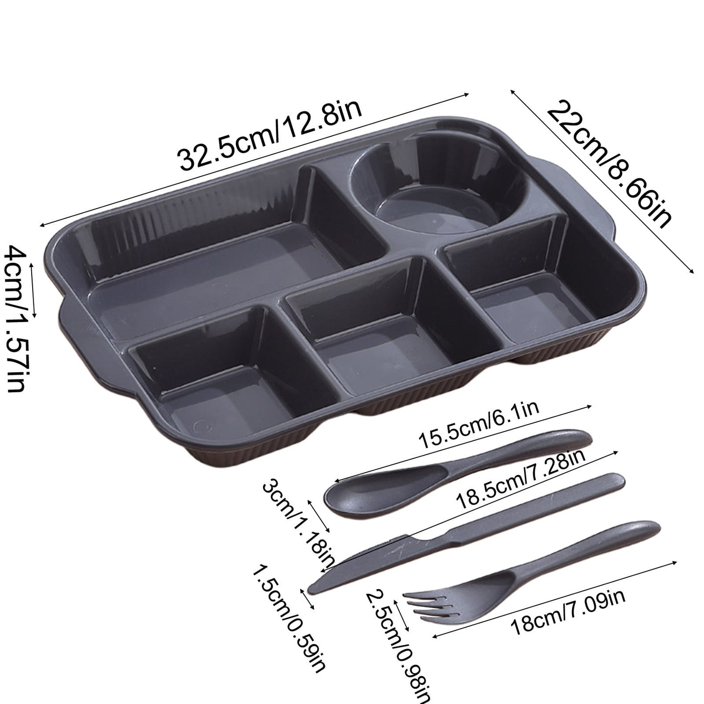 Unbreakable Divided Reusable Plastic Lunch Tray with 6 Compartments, Large Portion Control Plate for Adults, V1189-LWWAL-20260401-05814