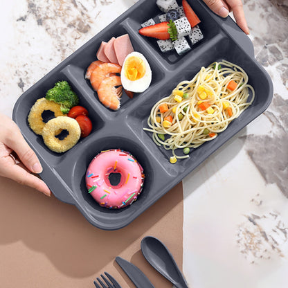 Unbreakable Divided Reusable Plastic Lunch Tray with 6 Compartments, Large Portion Control Plate for Adults, V1189-LWWAL-20260401-05814
