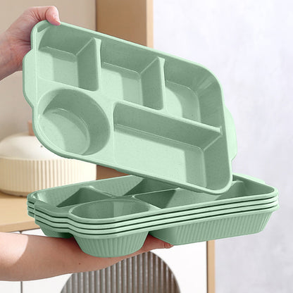 Unbreakable Divided Reusable Plastic Lunch Tray with 6 Compartments, Large Portion Control Plate for Adults, V1189-LWWAL-20260401-05815